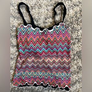 Profile by Gottex Multi-Color Women Tankini Multicolor Top Size-32D underwire